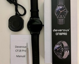 Nové Chytré hodinky Deveroux CF18 Pro, kožený řemínek, černá